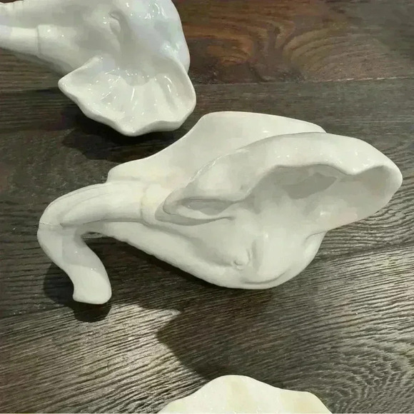 White Ceramic Elephant Wall Decor - 3 - Picture 3 of 4